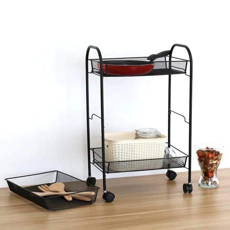 3-Tier Rolling Kitchen Trolley Cart Island Wire Rack Shelf