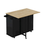 Foldable Kitchen Island Cart with Spice Rack, Towel Holder & Wine Rack