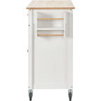 Kitchen Island Cart with Solid Wood Top, Locking Wheels, Spice & Towel Rack