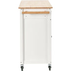 Kitchen Island Cart with Solid Wood Top, Locking Wheels, Spice & Towel Rack