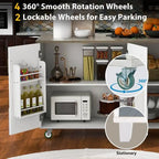 Retro 47D Kitchen Island on Wheels with Drop Leaf,Internal Storage Rack
