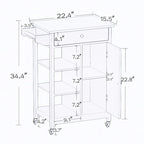 Kitchen Island Rolling Trolley Cart with Adjustable Shelves and Towel Rack - 25.98L * 15.55W * 34.06H