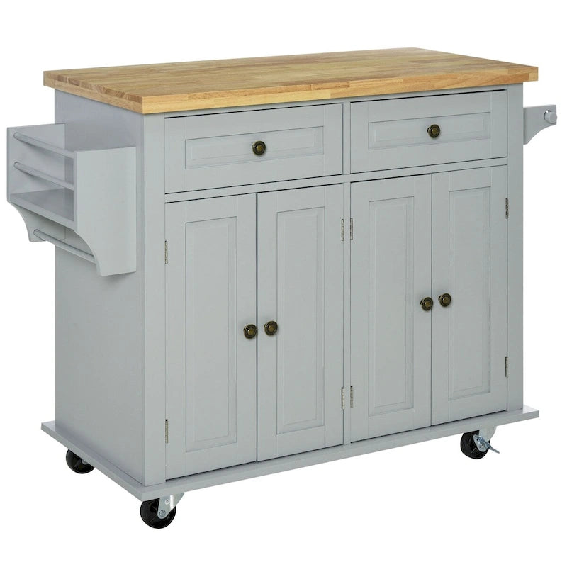 2024 NEW Modern Rolling Kitchen Island Cart with Spice Rack