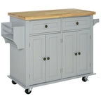 2024 NEW Modern Rolling Kitchen Island Cart with Spice Rack