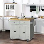 2024 NEW Modern Rolling Kitchen Island Cart with Spice Rack