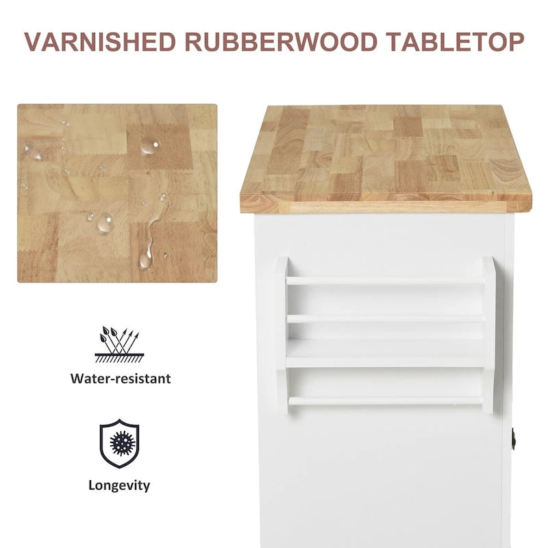 2024 NEW Modern Rolling Kitchen Island Cart with Spice Rack