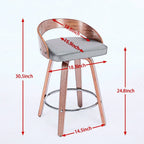 Bar Stools Set of 2,Swivel Bar Height Stools with Low Back,Wood Bar Chairs with Soft Cushion Seat,25-Inch Seat Height