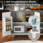 47D Wood Kitchen Island with Drop Leaf, with Internal Storage Rack