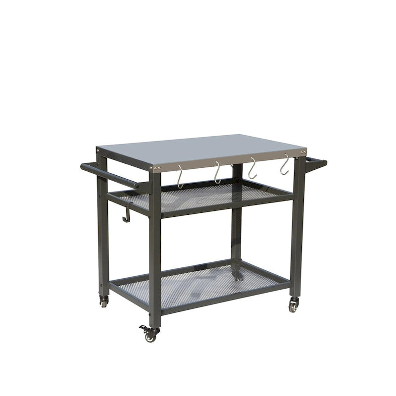 3-Shelf Outdoor Grill Cart with Wheels, Stainless Steel Tabletop