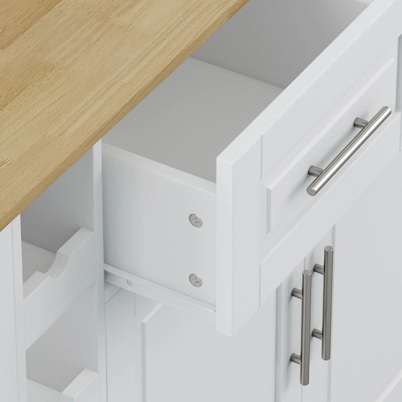 Kitchen Island Cart with 2 Door and 2 Drawers and Foldable Table Top