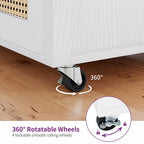 Rattan Rolling Kitchen Island with Storage Cabinet - 32.2L x19.5W x 35H