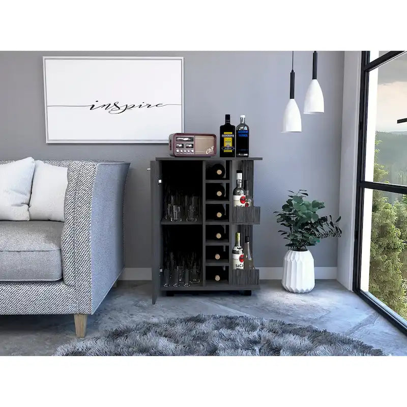 Bartlet 2-Shelf 6-Bottle Bar Cart with Division for Kitchen, Party and Living Room