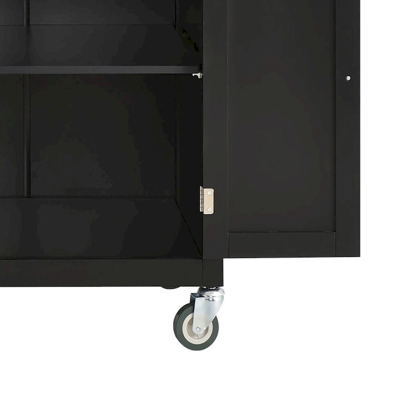 Classic Wooden Kitchen Island Cart with 2 Drawers, 2 Cabinets, a Towel Rack and a Spice Rack