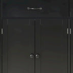 Classic Wooden Kitchen Island Cart with 2 Drawers, 2 Cabinets, a Towel Rack and a Spice Rack