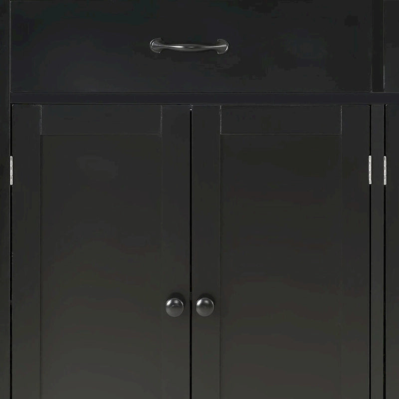 Classic Wooden Kitchen Island Cart with 2 Drawers, 2 Cabinets, a Towel Rack and a Spice Rack