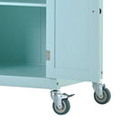 Classic Wooden Kitchen Island Cart with 2 Drawers, 2 Cabinets, a Towel Rack and a Spice Rack