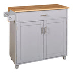 Rolling Kitchen Island with Storage,Kitchen Cart with Rubber Wood Top,Spacious Drawer with Divider and Internal Storage Rack