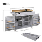 Rolling Kitchen Island with Storage,Kitchen Cart with Rubber Wood Top,Spacious Drawer with Divider and Internal Storage Rack