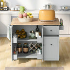 Rolling Kitchen Cart with Drop Leaf, Storage Rack, and 3-Tier Cabinet Organizer