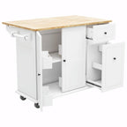 Rolling Kitchen Cart with Drop Leaf, Storage Rack, and 3-Tier Cabinet Organizer