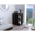 Bartlet 2-Shelf 6-Bottle Bar Cart with Division Black Wengue for Kitchen, Party and Living Room