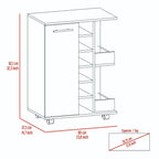 Bartlet 2-Shelf 6-Bottle Bar Cart with Division Black Wengue for Kitchen, Party and Living Room
