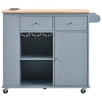 Multifunctional Kitchen Cart with Power Outlet, Open Storage and Wine Rack - 40 x 34 in.