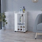 Bar Cart with Casters Reese, Six Wine Cubbies and Single Door for Kitchen, Party and Living Room