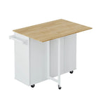 46.46Multi-Functional Kitchen Island Cart with Spice Rack,Wine Rack,Towel Holder and Foldable Rubberwood Table Top