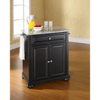  Alexandria Solid Granite Top Portable Kitchen Island in Black Finish - 18d x 31w x 33.5h