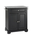 Alexandria Solid Granite Top Portable Kitchen Island in Black Finish - 18d x 31w x 33.5h