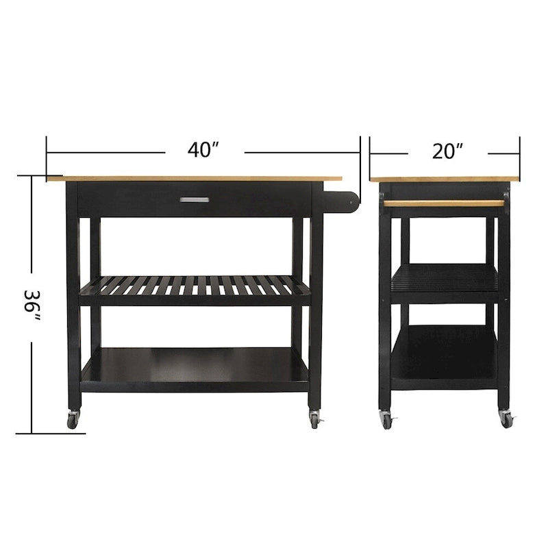 40 Mobile Kitchen Island & Kitchen Cart,with Two Lockable Wheels