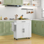 Rolling Kitchen Island with Storage, AC Outlets and USB Ports