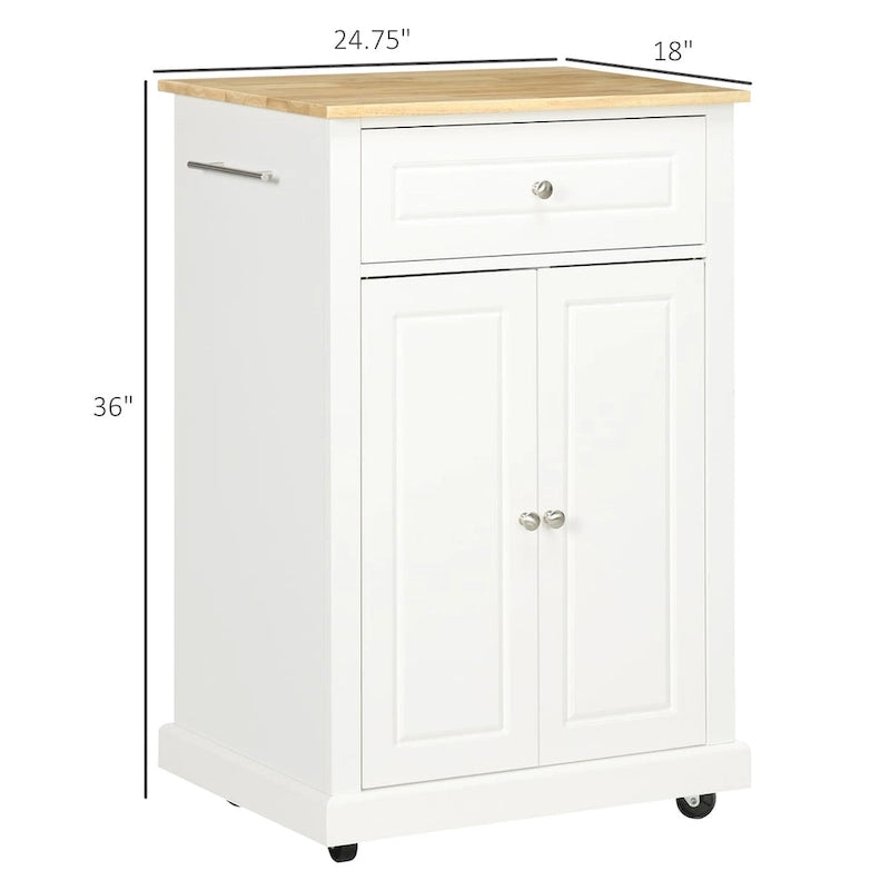 Rolling Kitchen Island Cart with Drawer, Adjustable Shelf and 2 Towel Racks