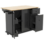 53.9 Width Rolling Kitchen Cart on Wheels with Internal Storage Rack and 3 Tier Pull Out Cabinet Organizer