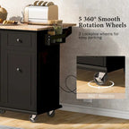 53.9 Width Rolling Kitchen Cart on Wheels with Internal Storage Rack and 3 Tier Pull Out Cabinet Organizer