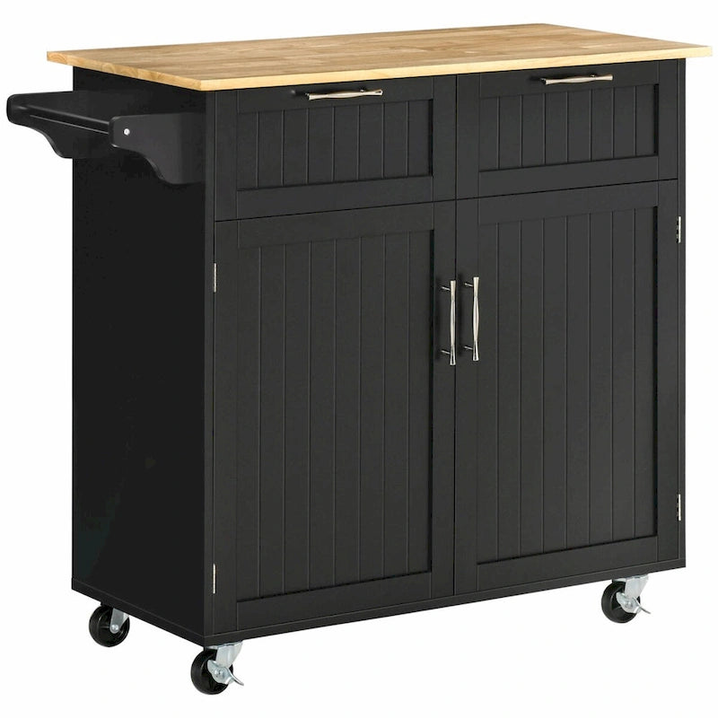 Modern 41 Rolling Kitchen Island on Wheels