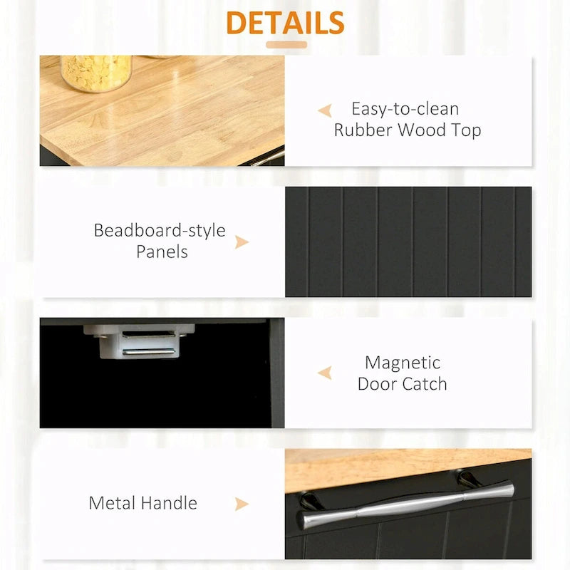 Modern 41 Rolling Kitchen Island on Wheels