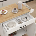 Kitchen Island Rolling Trolley Cart w/Adjustable Shelves,Wood Tabletop