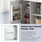 Kitchen Cart with Rubber Wood Drop-Leaf Countertop , Internal Storage Racks