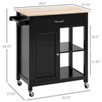 Rolling Kitchen Island Cart with Drawer and Shelves