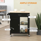 Rolling Kitchen Island Cart with Drawer and Shelves