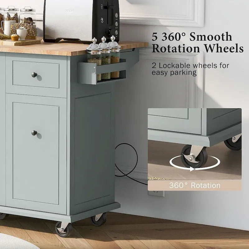 54 Kitchen Island Cart with Wheels