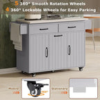 Kitchen Island with Trash Can Storage Cabinet, Drop-Leaf Cart, Spice&Towel Rack, Rolling Cart On Wheels with Adjustable Shelf