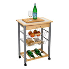 Organize It All Rolling Kitchen Cart with Wine Rack - 22.50 x 14.50 x 30.00