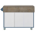 Retro Mountain Wood Kitchen Island with Drop Leaf, Storage Rack