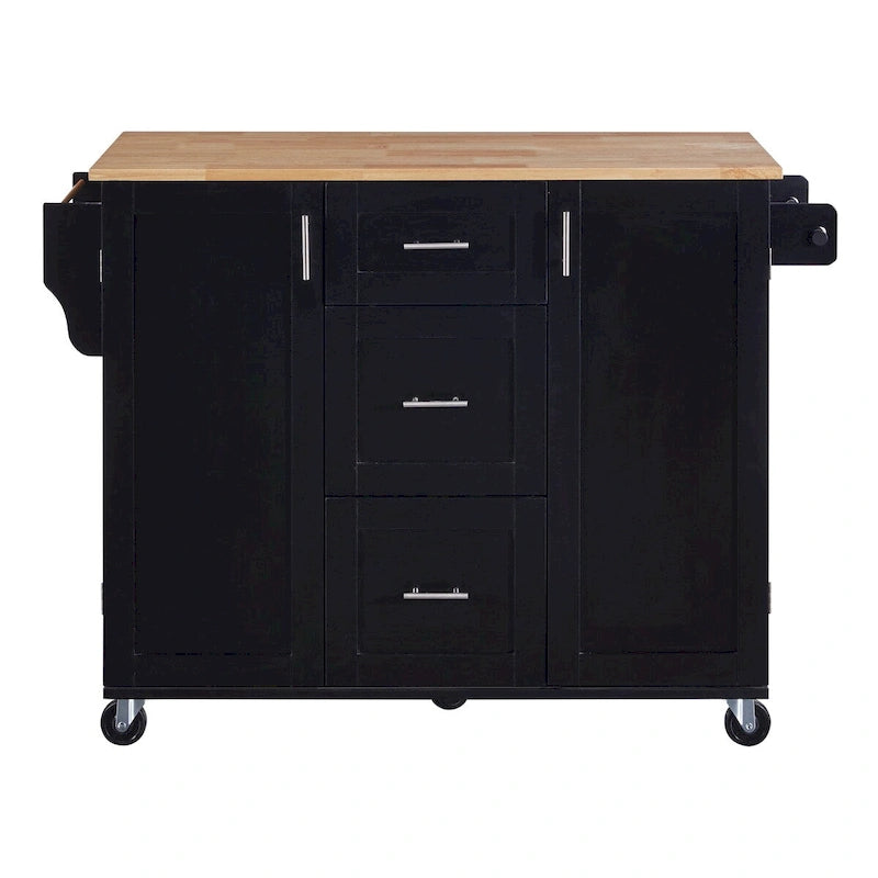 50 in. W Kitchen Island with 3 Drawer, 2 Slide-Out Shelf and Internal Storage Rack