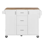 50 in. W Kitchen Island with 3 Drawer, 2 Slide-Out Shelf and Internal Storage Rack