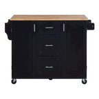 50 in. W Kitchen Island with 3 Drawer, 2 Slide-Out Shelf and Internal Storage Rack
