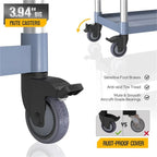 3 Tier Medium 390lbs Capacity Plastic Utility Cart with Wheels Grey